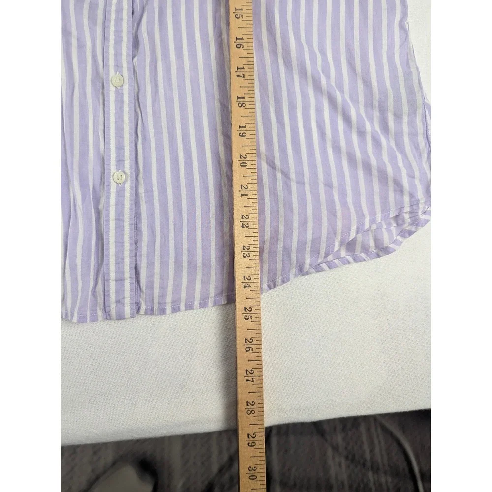 Lauren Ralph Lauren Womens Purple White Striped Cotton Button Down Shirt Large - Picture 9 of 11